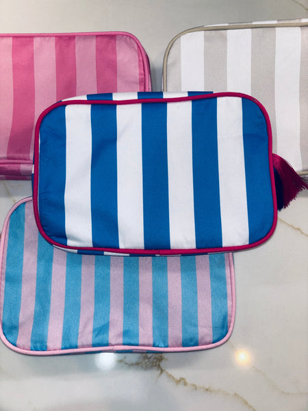 Nylon Striped Makeup Bag