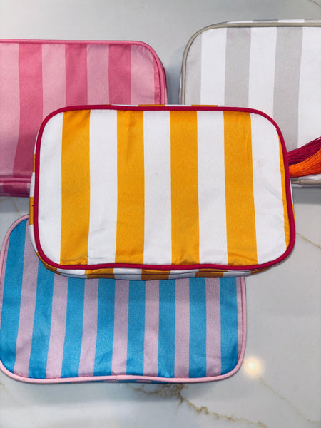 Nylon Striped Makeup Bag