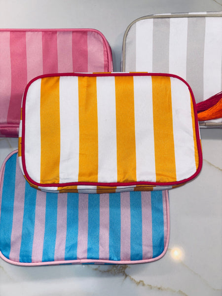 Nylon Striped Makeup Bag