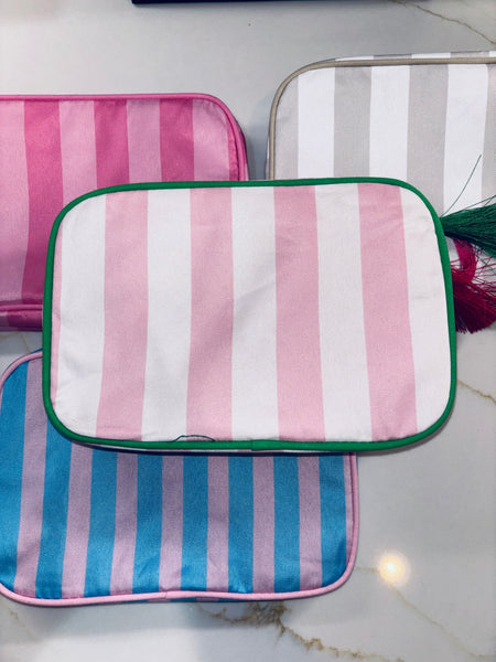 Nylon Striped Makeup Bag