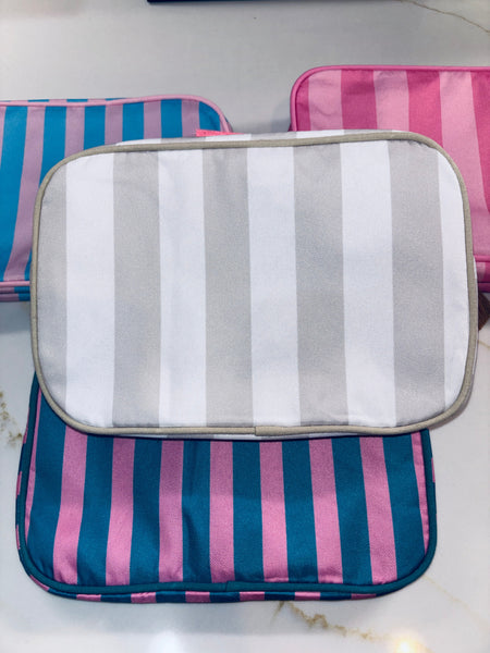 Nylon Striped Makeup Bag