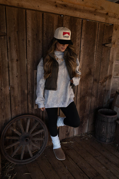 Tilly Oversized Light Camo Mockneck Crew