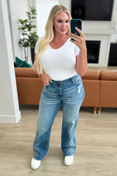 Katrina High Waist Distressed Denim Trousers - Ruby Rebellion