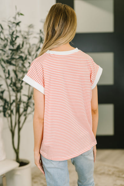 I Wouldn't Mind Short Sleeve Top in Coral - Ruby Rebellion