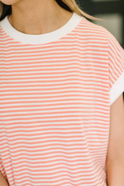 I Wouldn't Mind Short Sleeve Top in Coral - Ruby Rebellion
