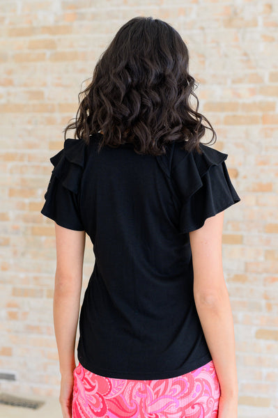 I'll Allow It Flutter Sleeve Tee In Black - Ruby Rebellion