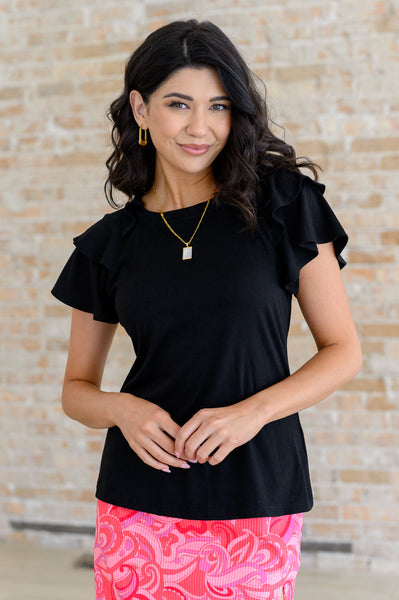 I'll Allow It Flutter Sleeve Tee In Black - Ruby Rebellion