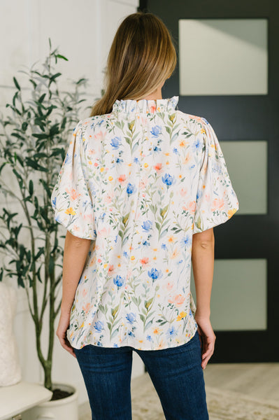 In All This Time Notch Neck Floral Blouse - Ruby Rebellion