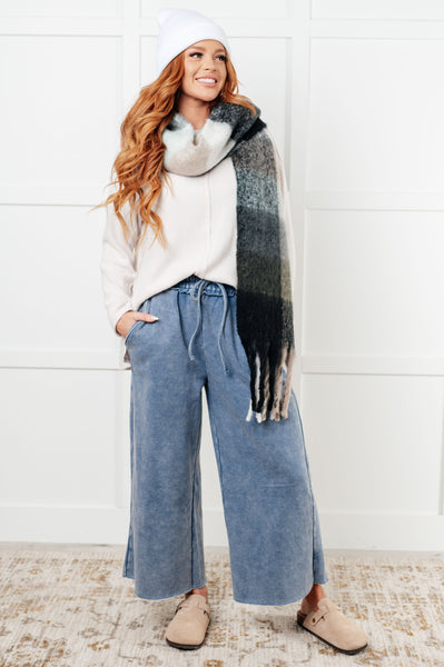 Wanderlust Wrap Oversized Plaid Fringe Scarf in Grey and Jade - Ruby Rebellion