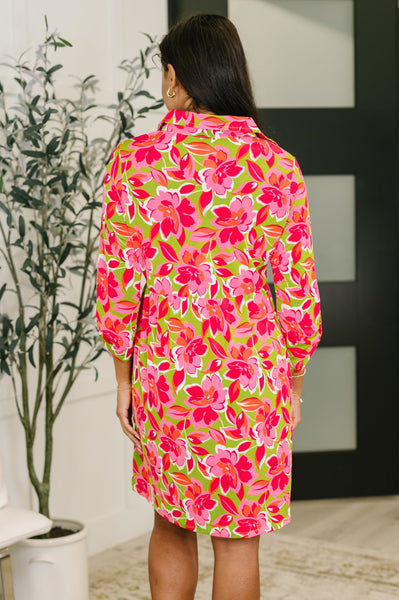 Inspire Collared Dress in Pink Blossom - Ruby Rebellion
