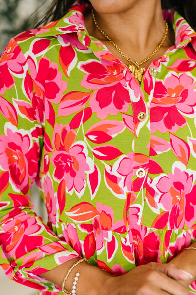 Inspire Collared Dress in Pink Blossom - Ruby Rebellion