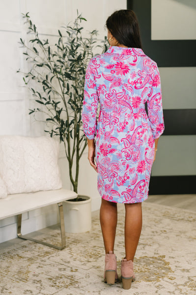 Inspire Collared Dress in Pink Paisley - Ruby Rebellion
