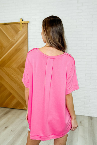 In the Rotation Exposed Seam Tee in Hot Pink - Ruby Rebellion