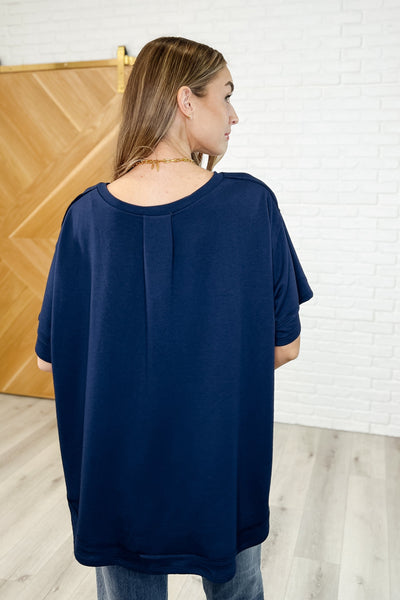 In the Rotation Exposed Seam Tee in Navy - Ruby Rebellion