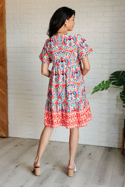 Journey On Mixed Print Dress - Ruby Rebellion