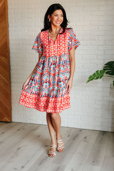 Journey On Mixed Print Dress - Ruby Rebellion