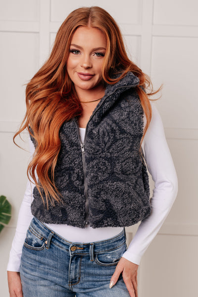 Just One More Layer Paisley Sherpa Print Vest - Ruby Rebellion