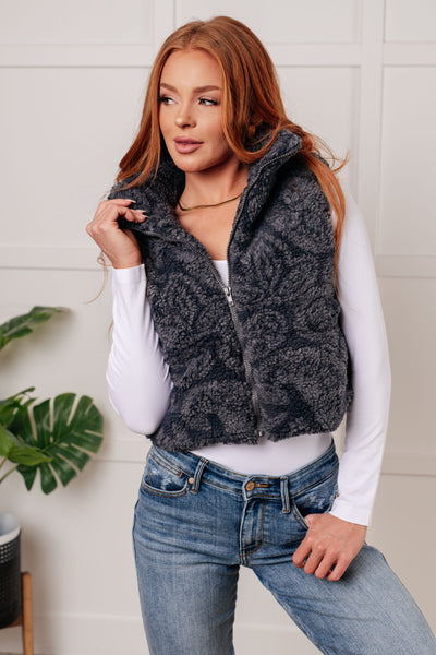 Just One More Layer Paisley Sherpa Print Vest - Ruby Rebellion