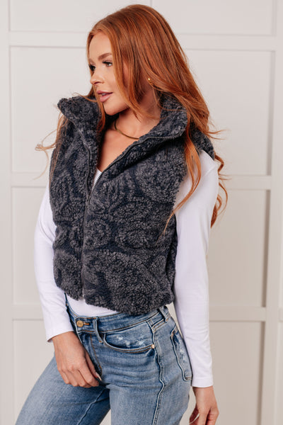 Just One More Layer Paisley Sherpa Print Vest - Ruby Rebellion
