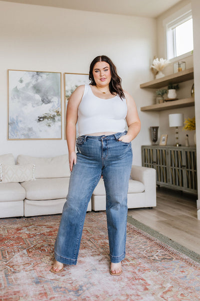 Katrina High Waist Distressed Denim Trousers - Ruby Rebellion
