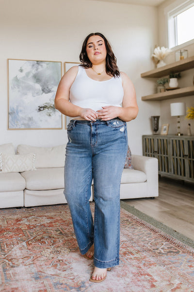 Katrina High Waist Distressed Denim Trousers - Ruby Rebellion