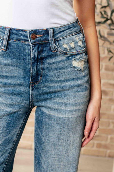 Katrina High Waist Distressed Denim Trousers - Ruby Rebellion