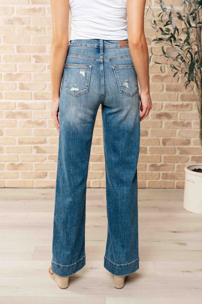 Katrina High Waist Distressed Denim Trousers - Ruby Rebellion
