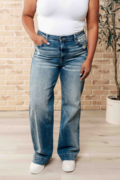Katrina High Waist Distressed Denim Trousers - Ruby Rebellion