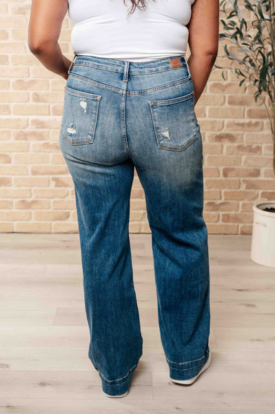 Katrina High Waist Distressed Denim Trousers - Ruby Rebellion