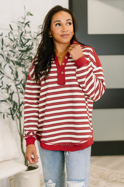 Least of Our Worries Long Sleeve Henley - Ruby Rebellion