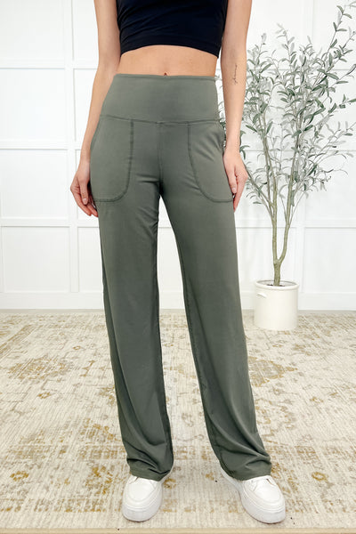 Leg Day Legends Straight Leg Bottoms in Grey Sage - Ruby Rebellion