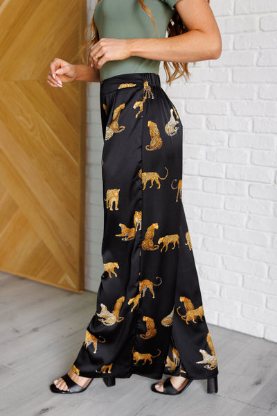 Legendary in Leopard Satin Wide Leg Pants - Ruby Rebellion