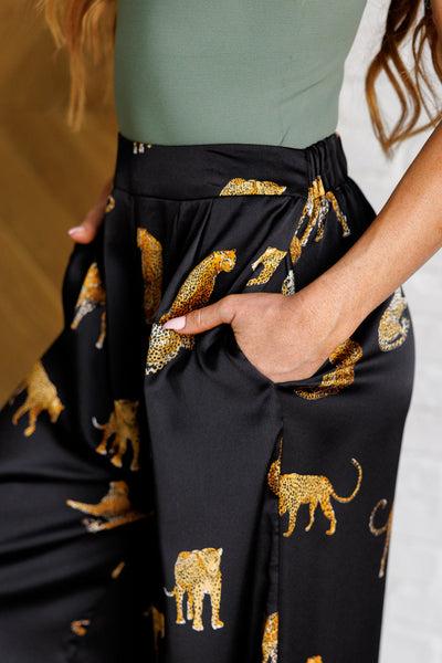 Legendary in Leopard Satin Wide Leg Pants - Ruby Rebellion