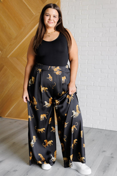 Legendary in Leopard Satin Wide Leg Pants - Ruby Rebellion