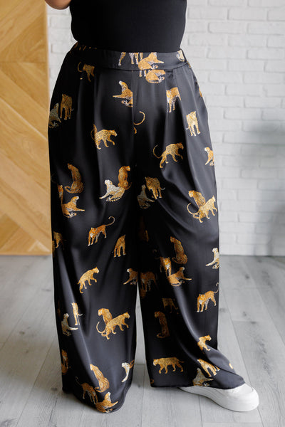 Legendary in Leopard Satin Wide Leg Pants - Ruby Rebellion