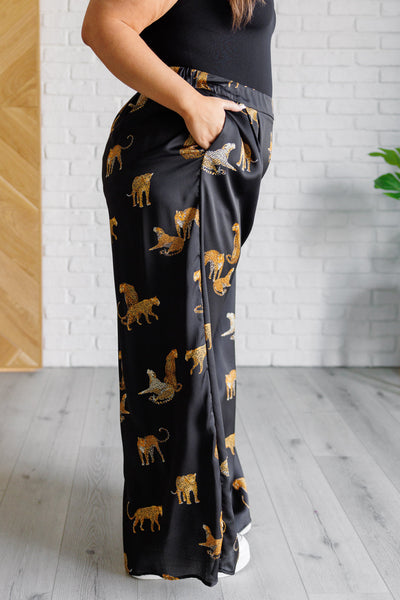 Legendary in Leopard Satin Wide Leg Pants - Ruby Rebellion