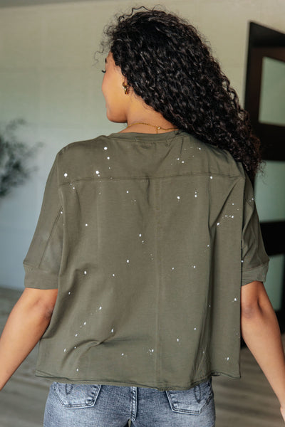 Less Than Stressed Asymmetrical Distressed Top - Ruby Rebellion