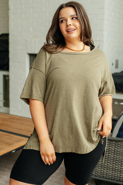 Let Me Live Relaxed Tee in Army - Ruby Rebellion