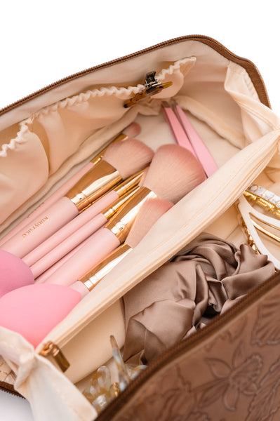 Life In Luxury Large Capacity Cosmetic Bag in Cream - Ruby Rebellion