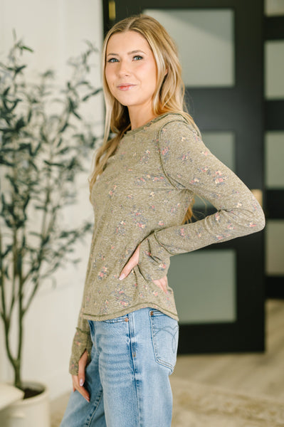 Literally Obsessed with Me Long Sleeve Top in Olive - Ruby Rebellion