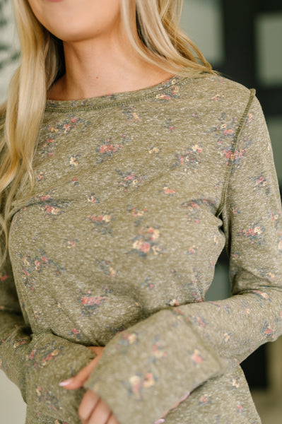 Literally Obsessed with Me Long Sleeve Top in Olive - Ruby Rebellion
