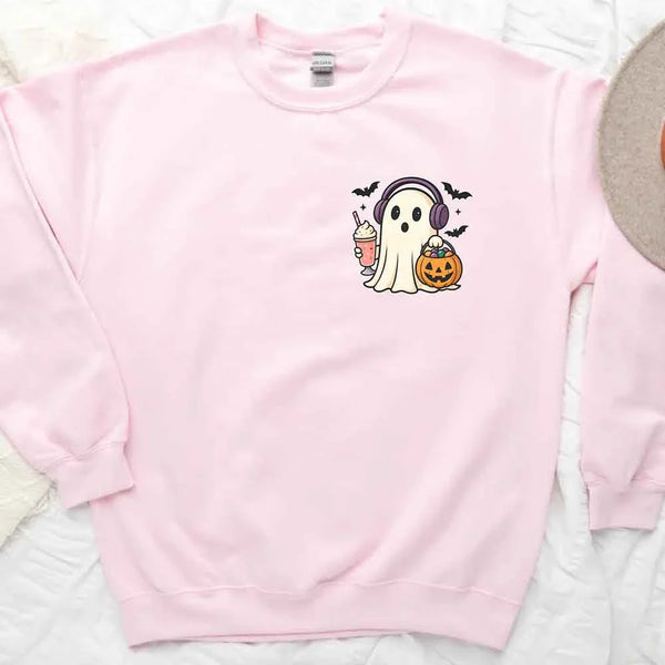 Little Ghost Iced Coffee Sweatshirt – Cute Halloween Ghost Sweatshirt