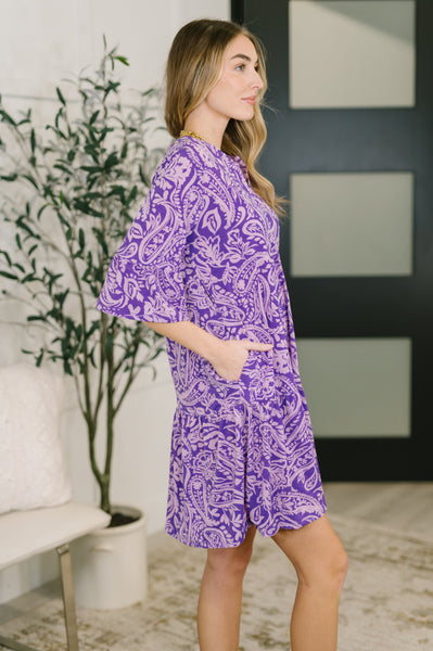 Lizzy Sunday Dress in Purple Paisley- 3/3/2026 NEW