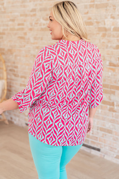 Lizzy Top in Mint and Pink Ikat - Ruby Rebellion