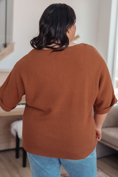 Lotta Love Knitted Sweater Top in Rust - Ruby Rebellion