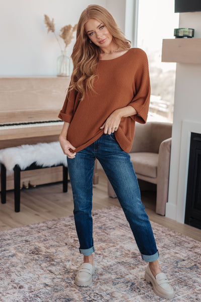 Lotta Love Knitted Sweater Top in Rust - Ruby Rebellion