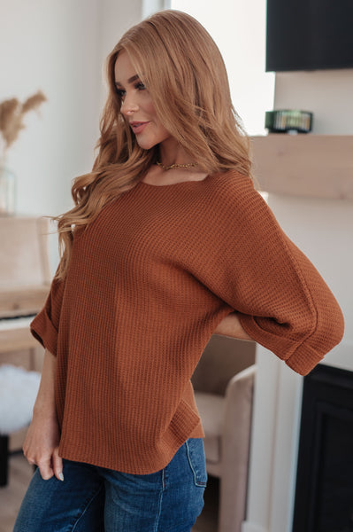 Lotta Love Knitted Sweater Top in Rust - Ruby Rebellion