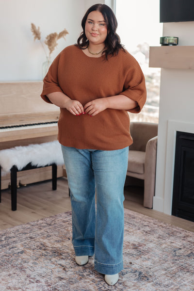 Lotta Love Knitted Sweater Top in Rust - Ruby Rebellion