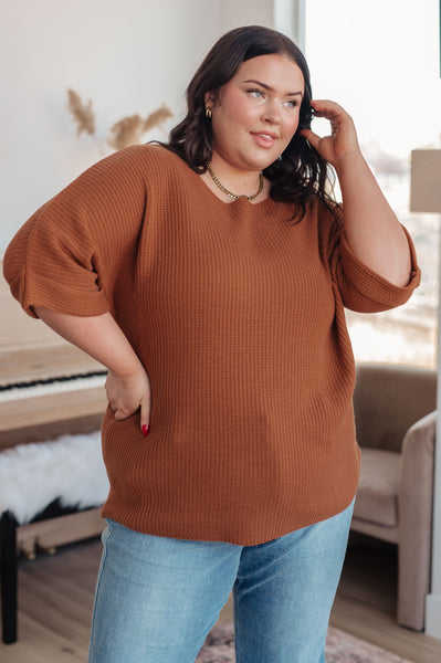Lotta Love Knitted Sweater Top in Rust - Ruby Rebellion