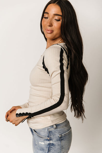 Laced In Love Long Sleeve Top - Cream